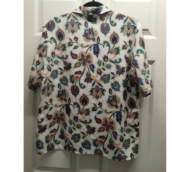 VTG Notations Size XL (See Measurements) Colorful Paisley Floral Button Up Shirt - Picture 3 of 4